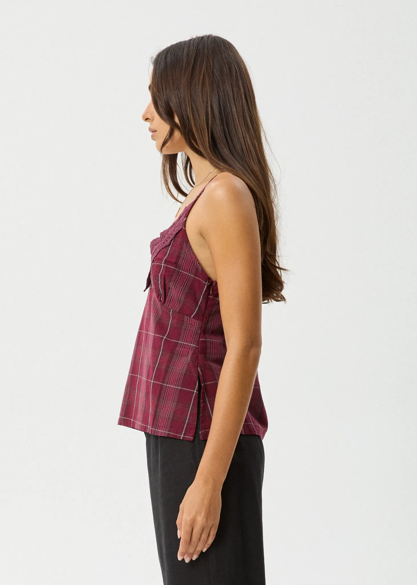 AFENDS Womens Eboni - Check Cami - Port