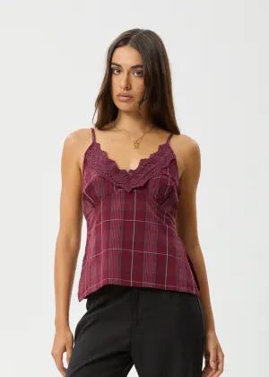 AFENDS Womens Eboni - Check Cami - Port