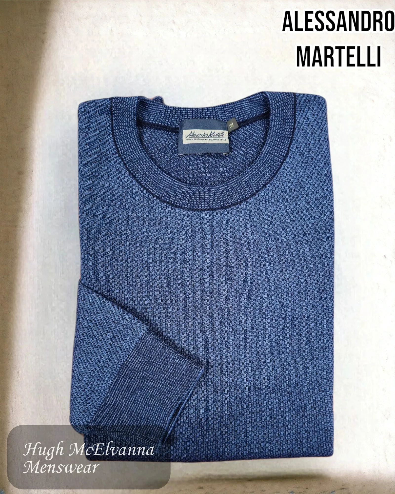 Alessandro Martelli Blue Crew Neck Sweater