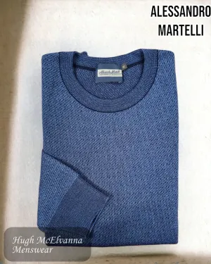 Alessandro Martelli Blue Crew Neck Sweater