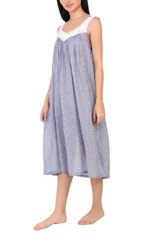 Arabella Carmelina Nightgown in Blue Gingham MD-410EE/B