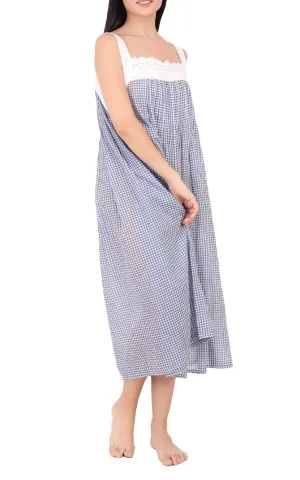 Arabella Josie Blue Gingham Nightgown in 100% Cotton MD-78EE