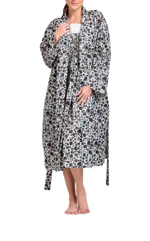 Arabella Sonia 100% Cotton Robe in Black Multicolour Floral MD-75K