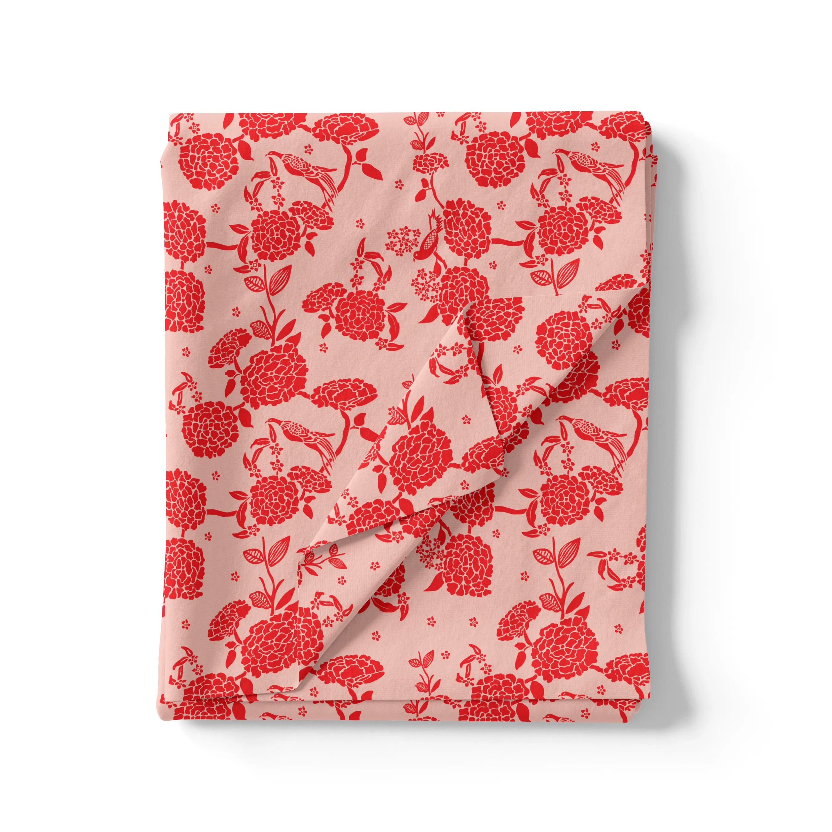 Attractive Red Dahlia Flower Digital Printed Fabric