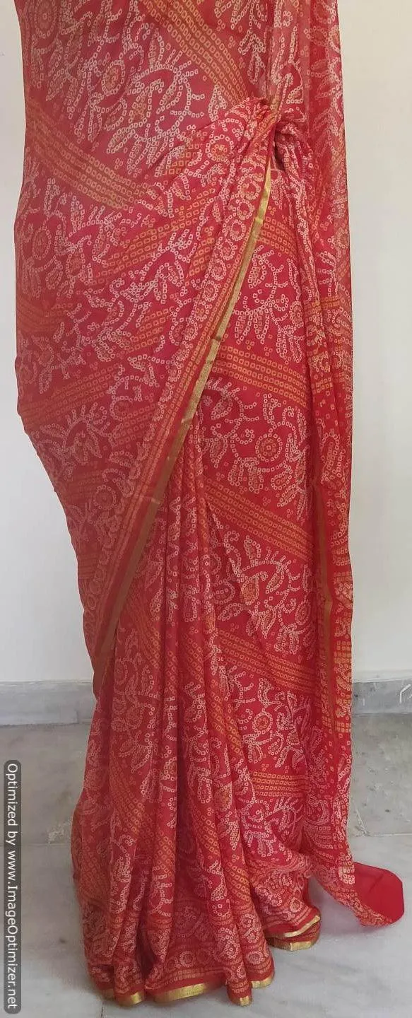 Bandhani Printed Chiffon Chinon Saree SHV01