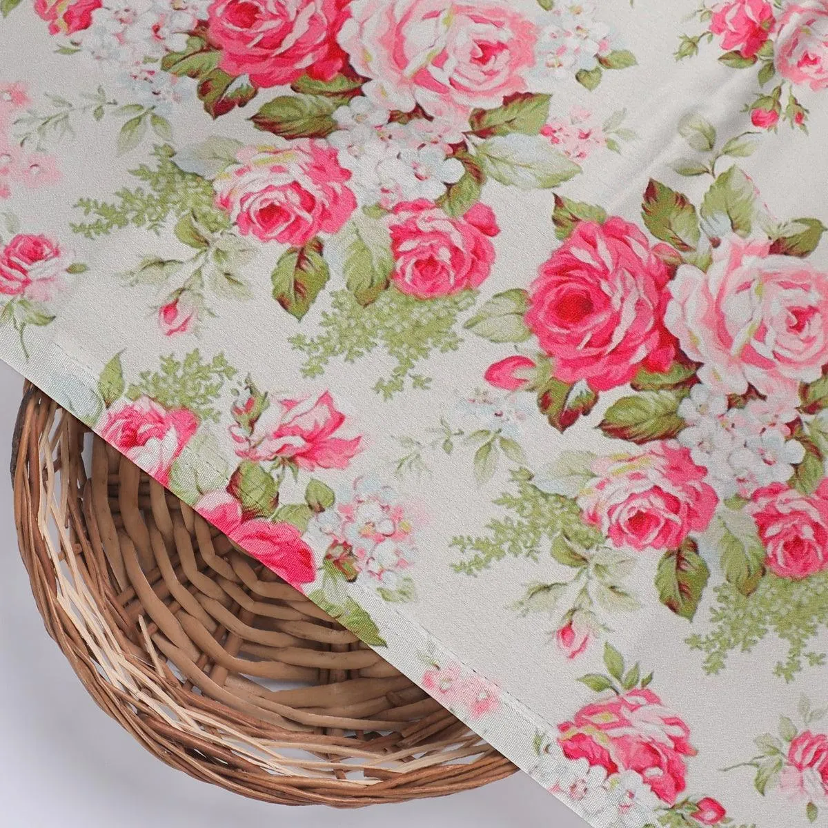 Bunch Of Flower White Orchid Digital Printed Fabric - Japan Satin