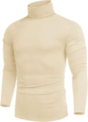 COOFANDY Men's Casual Slim Fit Turtleneck T Shirts Lightweight Basic Cotton Pullovers