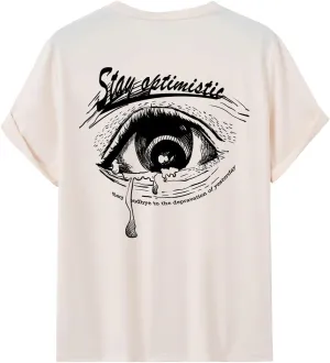 COZYEASE Men's Graphic Tees Letter Print Casual Short Sleeve T Shirts Summer Tops Vintage Tees