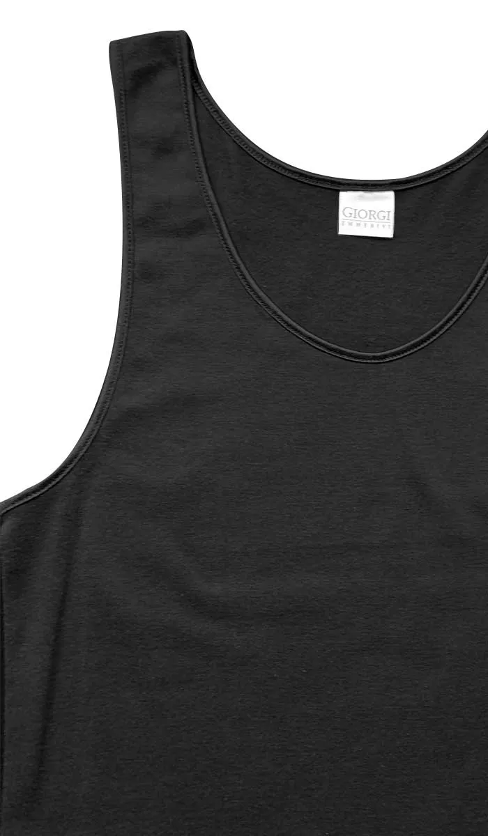 Emmebivi 100% Cotton Singlet Thermal in Black 30822