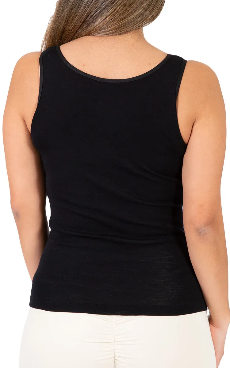 Emmebivi 100% Cotton Singlet Thermal in Black 30822