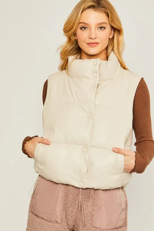 Faux leather Padded Vest