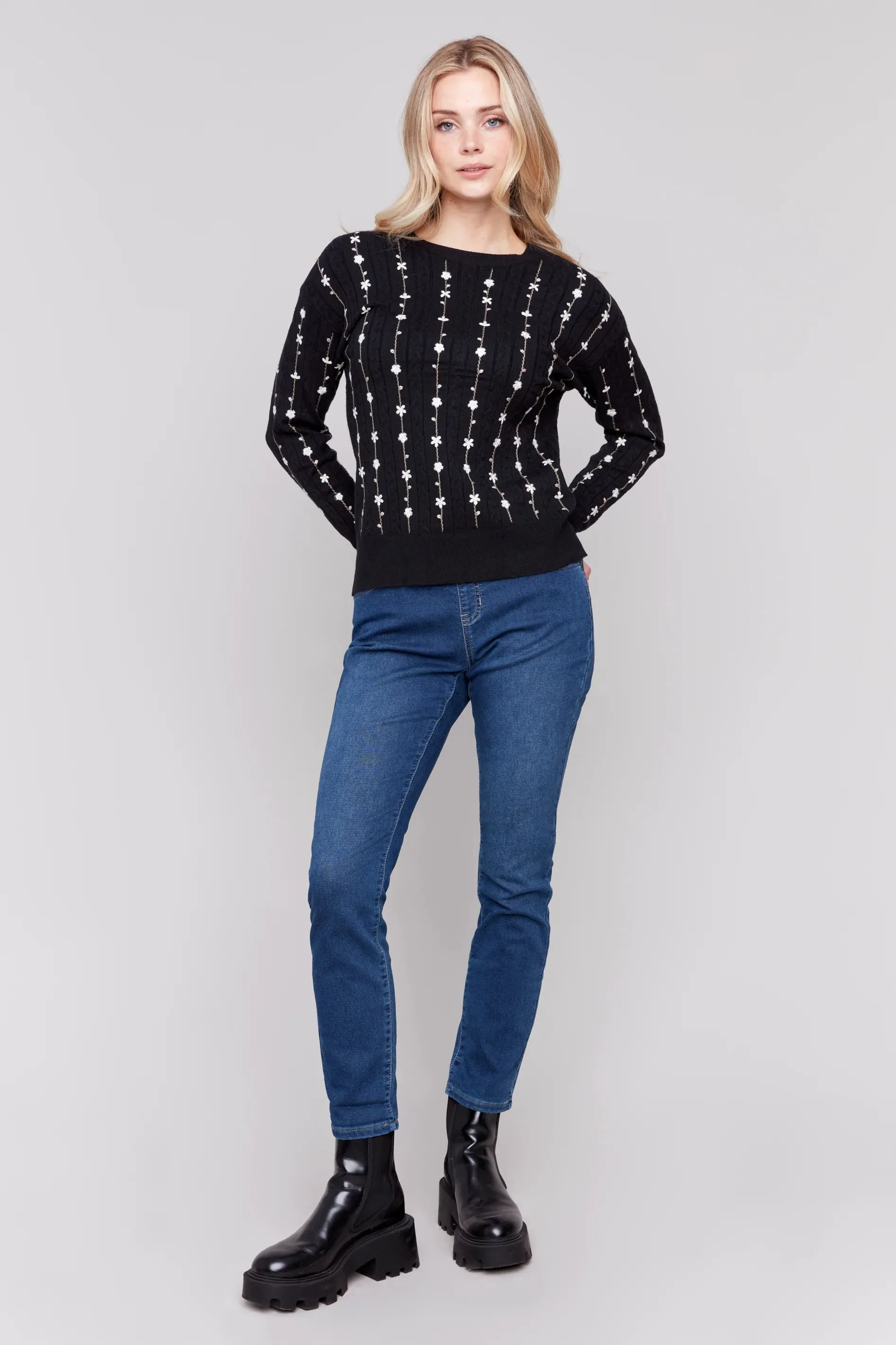 Flower Embroidered Sweater