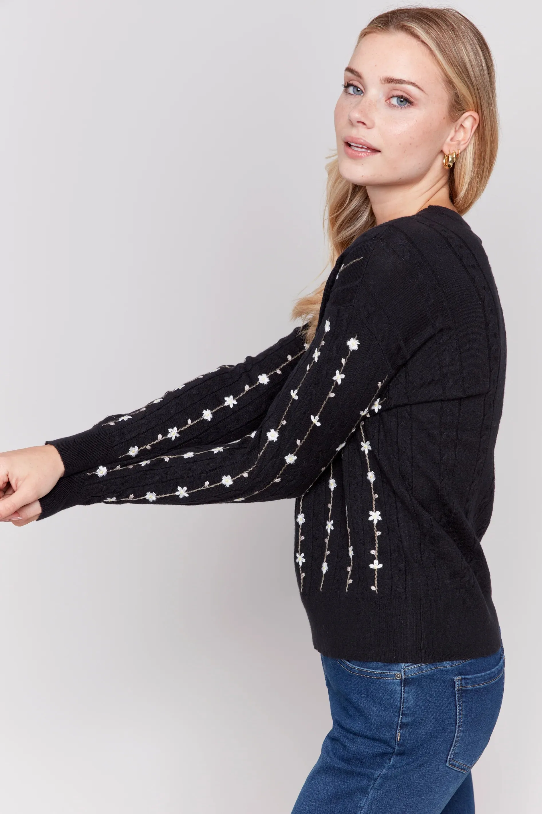 Flower Embroidered Sweater