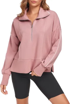 FUPHINE Women Cropped Sweatshirts Workout Half Zip Up Hoodies Long Sleeve Pullover Fashion Outfits Y2K Clothes 2024