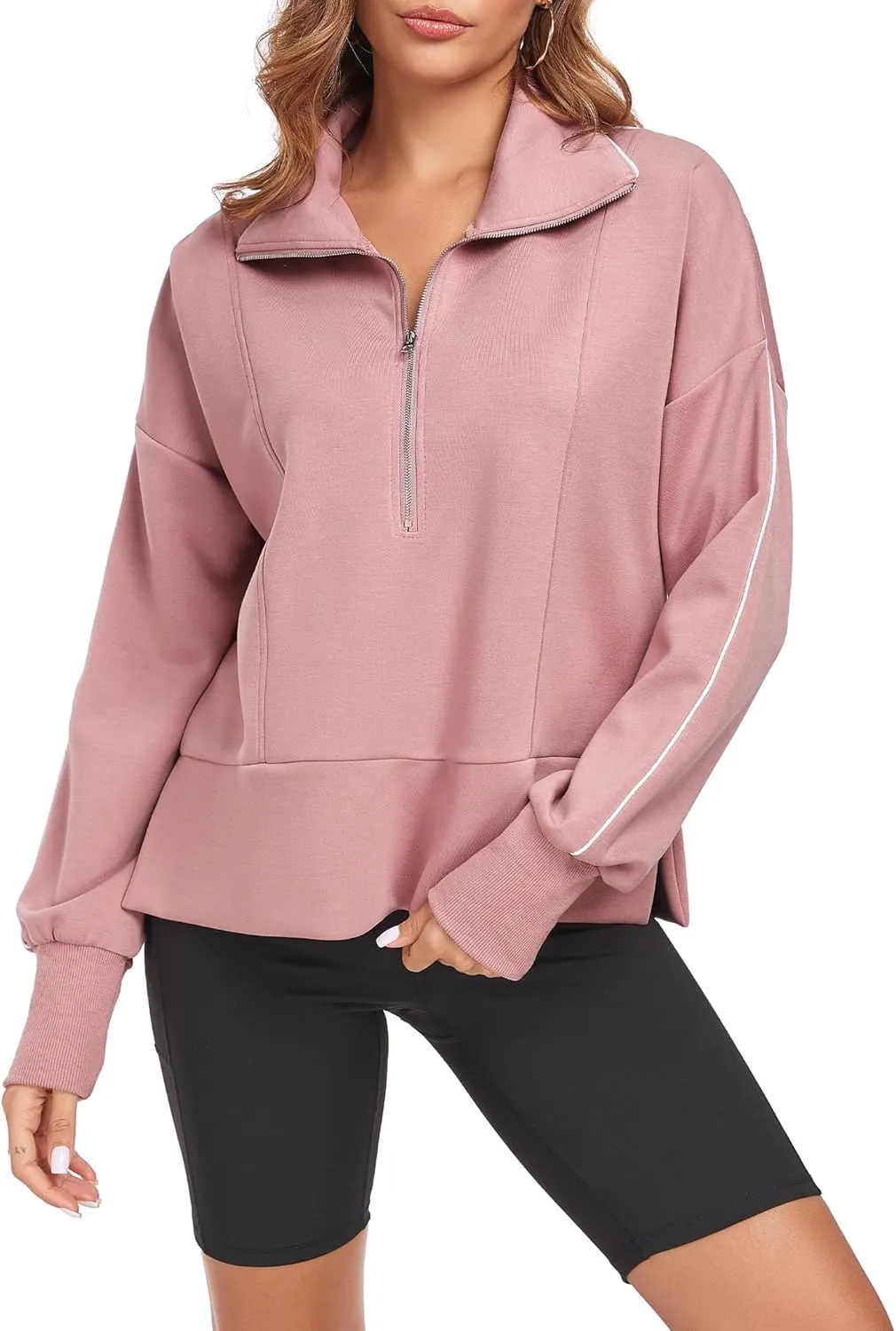 FUPHINE Women Cropped Sweatshirts Workout Half Zip Up Hoodies Long Sleeve Pullover Fashion Outfits Y2K Clothes 2024