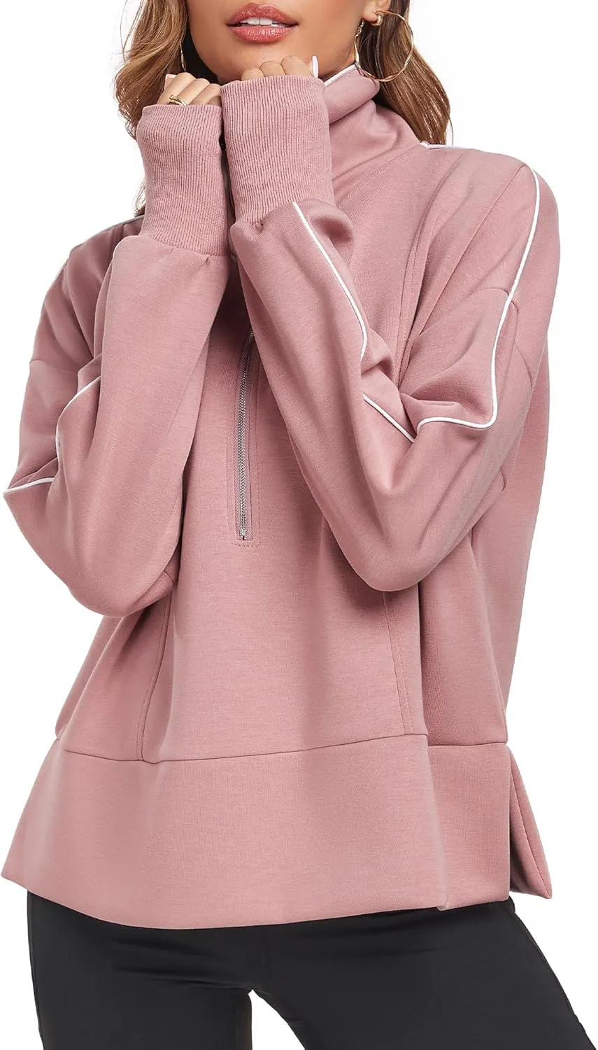 FUPHINE Women Cropped Sweatshirts Workout Half Zip Up Hoodies Long Sleeve Pullover Fashion Outfits Y2K Clothes 2024