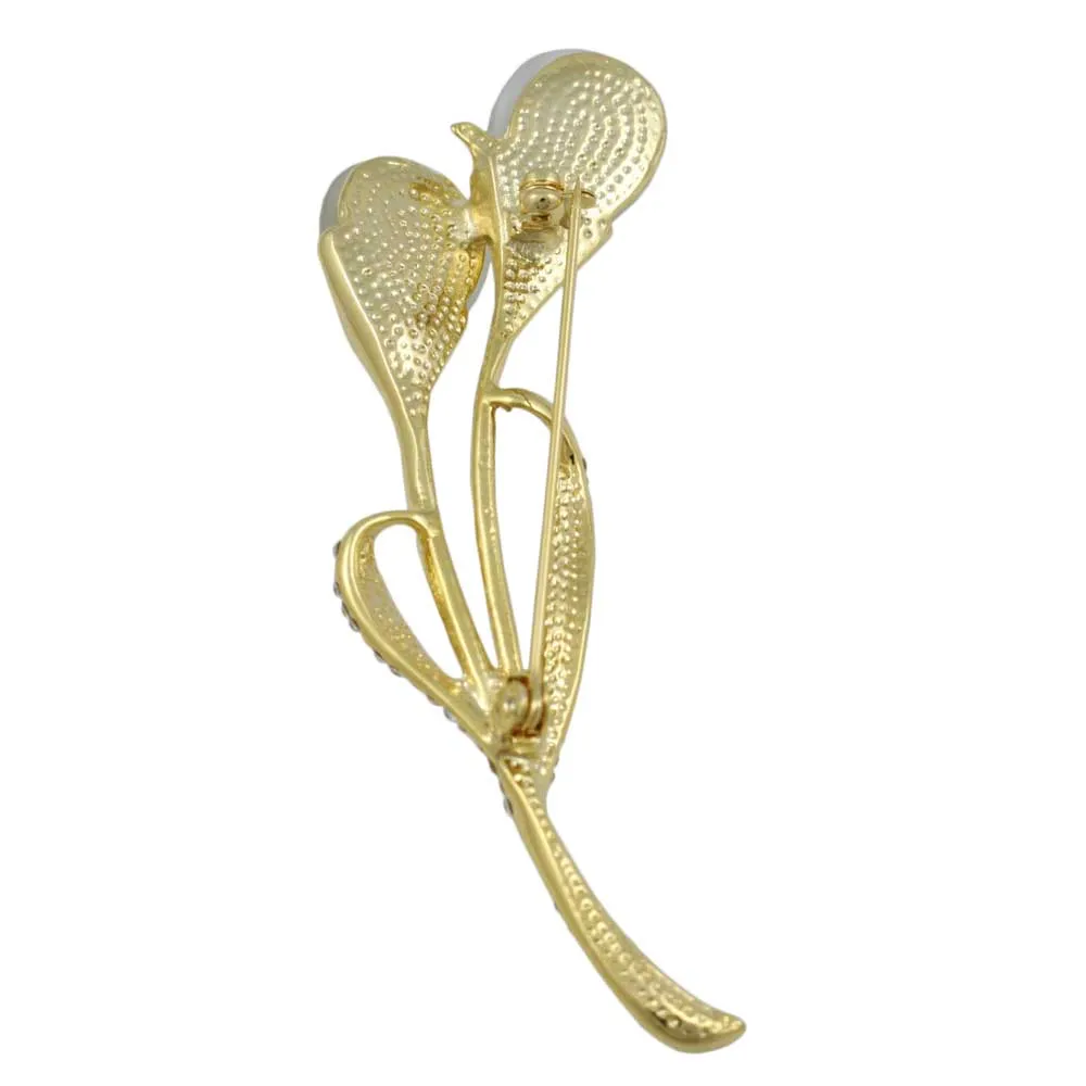 Gray Cats Eye and Crystals Flower Buds Brooch Pin - PRL410