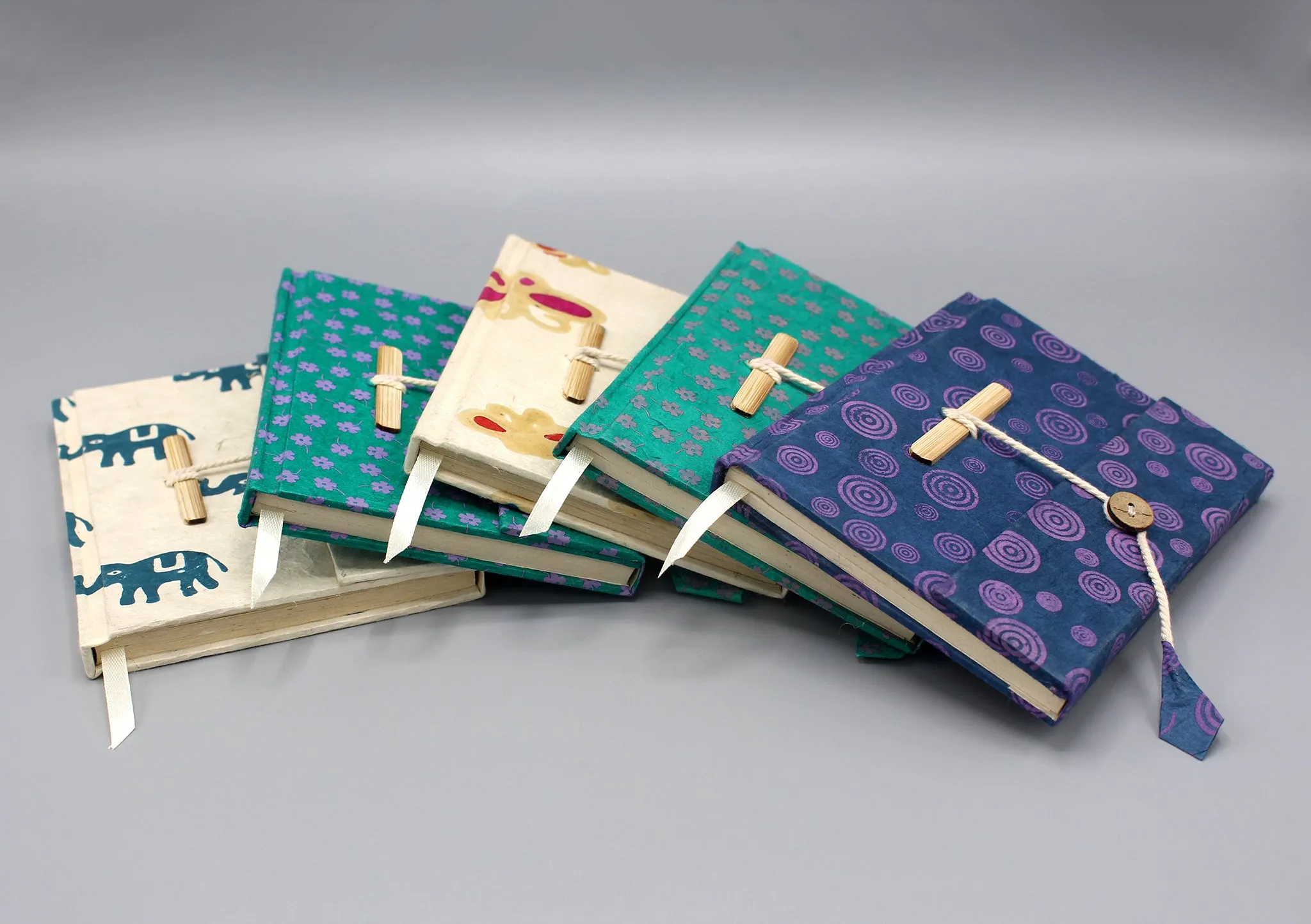 Green Floral Printed Lokta Paper Journal Book