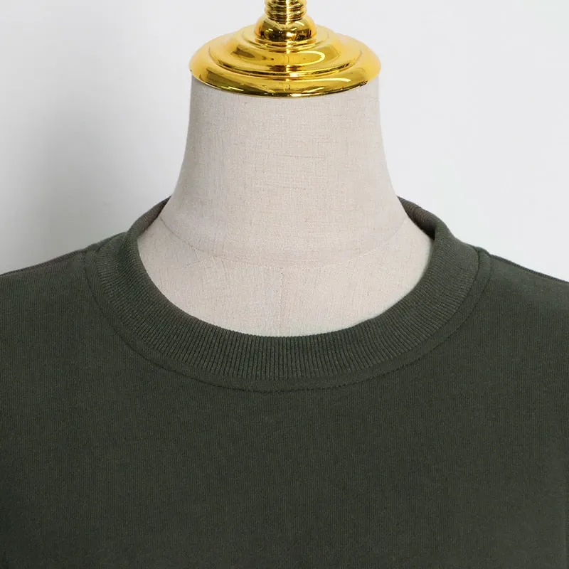 Green Sweatshirts For Women Slim Plain O Neck Long Sleeve Casual Pullovers Female Autumn Clothing Fashion