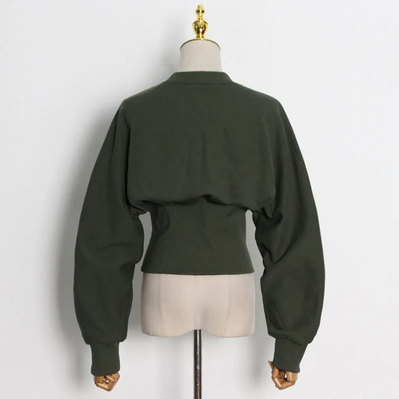 Green Sweatshirts For Women Slim Plain O Neck Long Sleeve Casual Pullovers Female Autumn Clothing Fashion