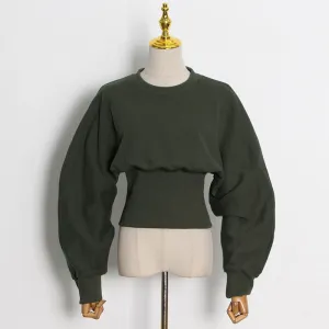 Green Sweatshirts For Women Slim Plain O Neck Long Sleeve Casual Pullovers Female Autumn Clothing Fashion