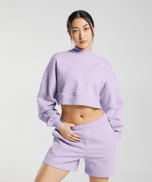 Gymshark Rest Day Sweats Cropped Pullover - Aura Lilac Marl