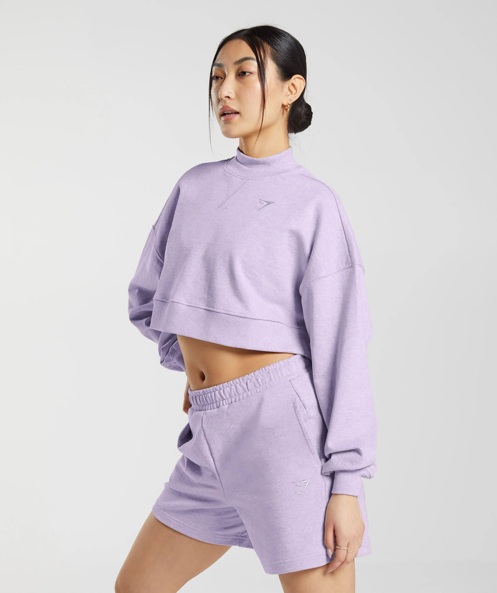 Gymshark Rest Day Sweats Cropped Pullover - Aura Lilac Marl