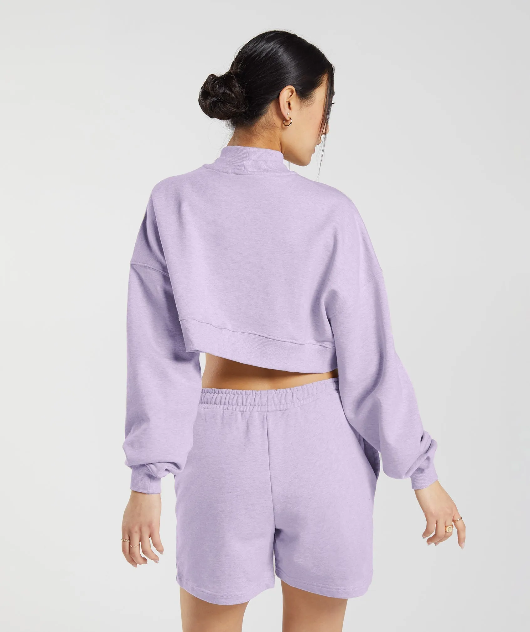 Gymshark Rest Day Sweats Cropped Pullover - Aura Lilac Marl