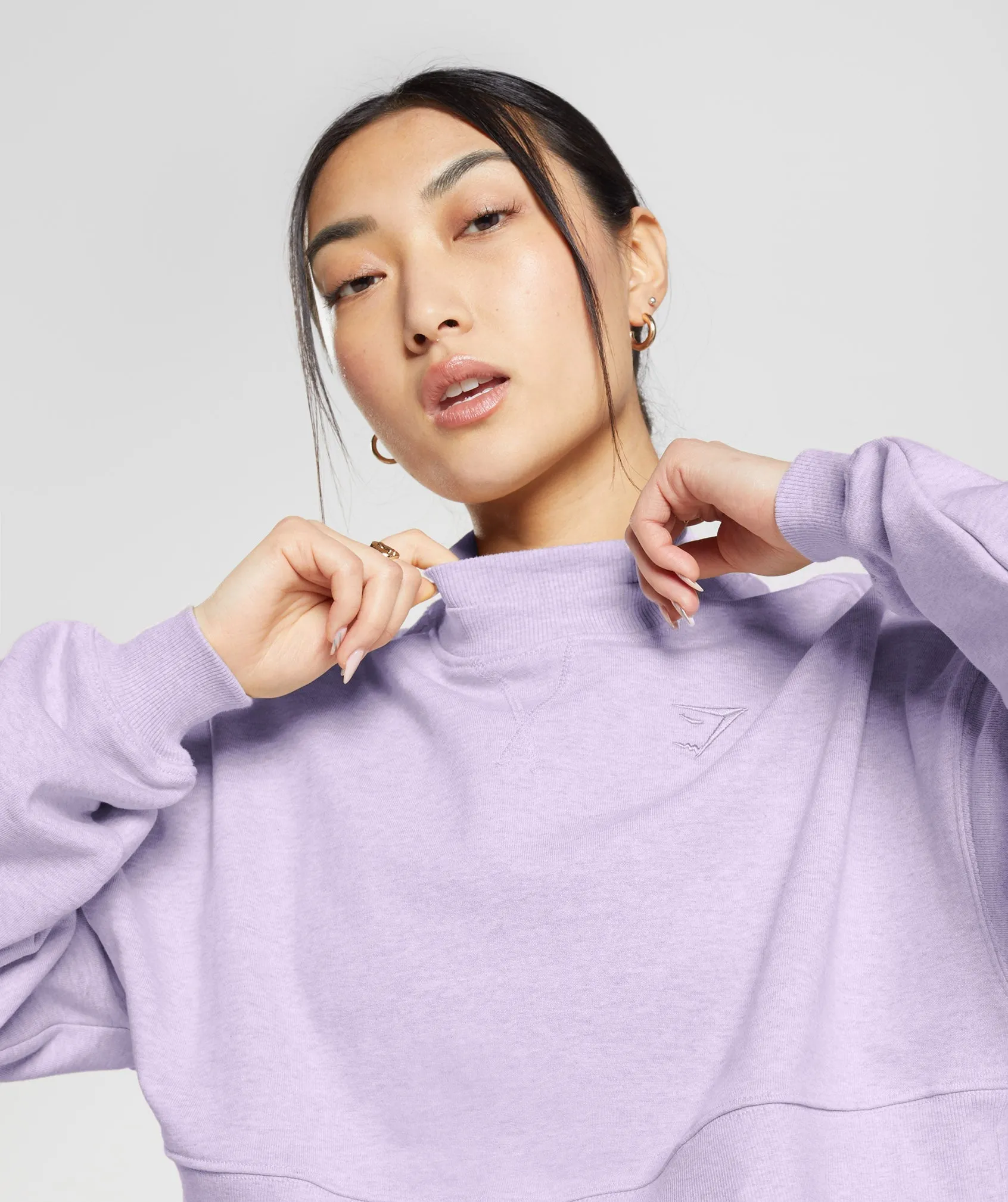 Gymshark Rest Day Sweats Cropped Pullover - Aura Lilac Marl