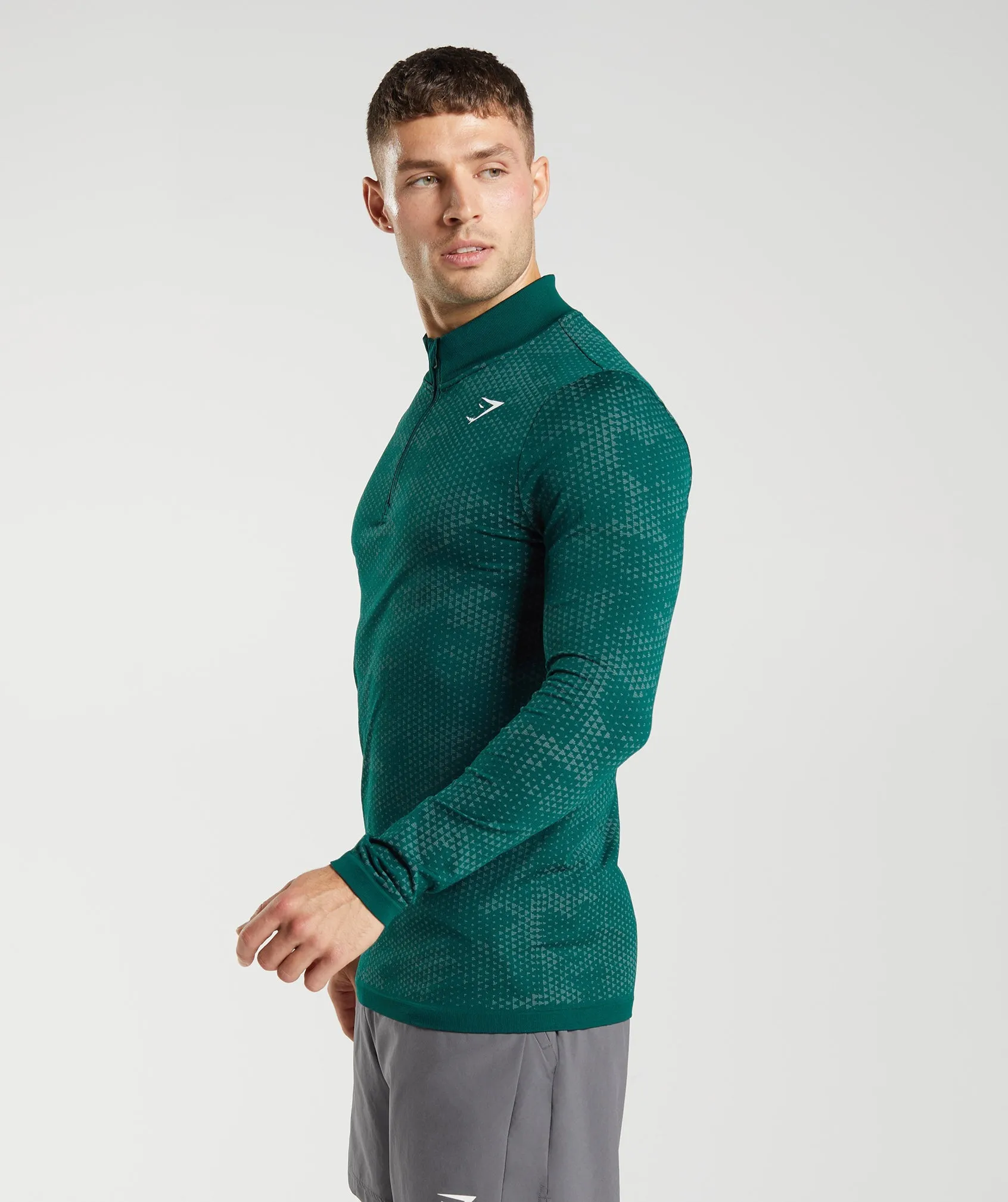 Gymshark Sport Seamless 1/4 Zip - Woodland Green/Hoya Green