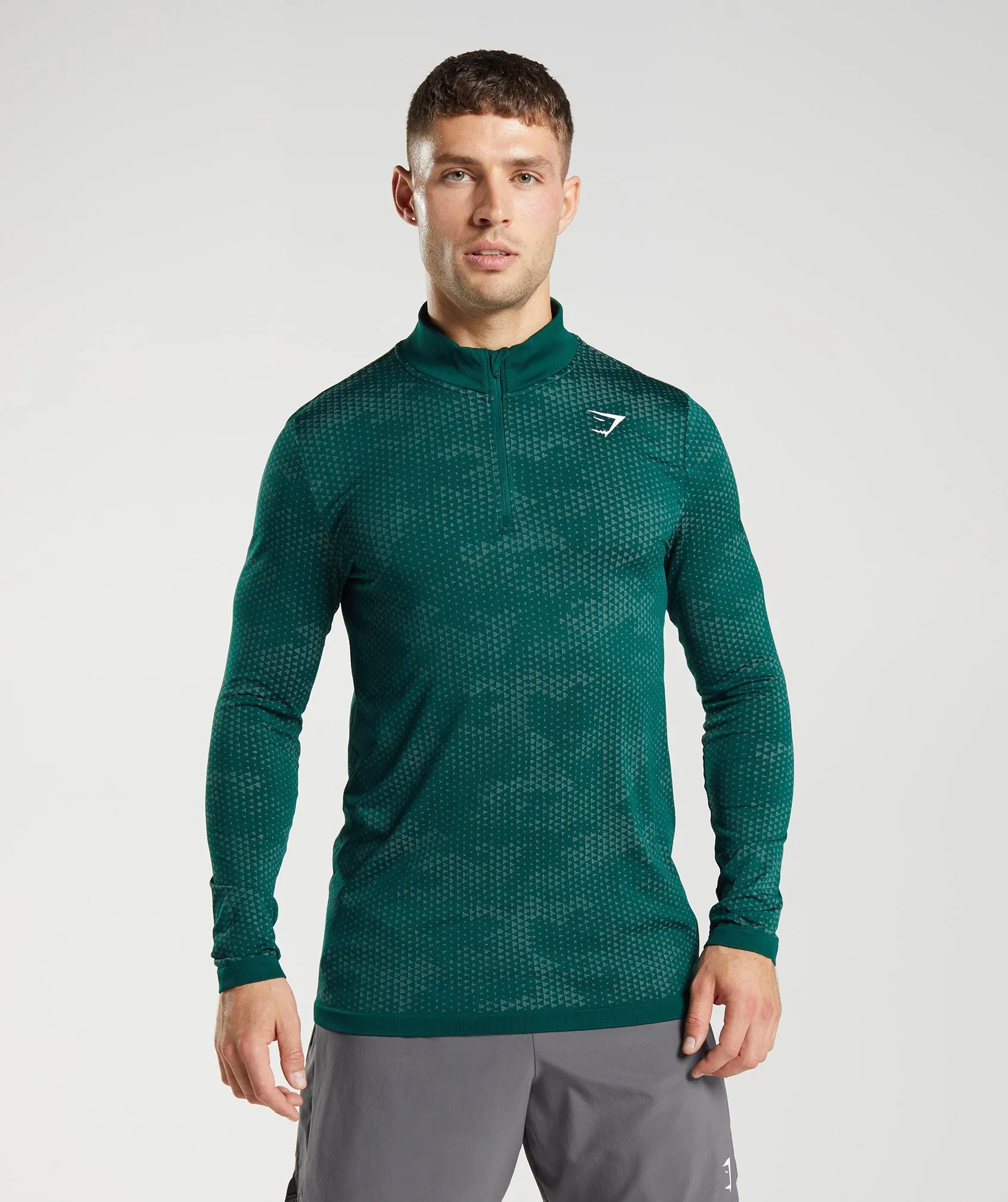 Gymshark Sport Seamless 1/4 Zip - Woodland Green/Hoya Green