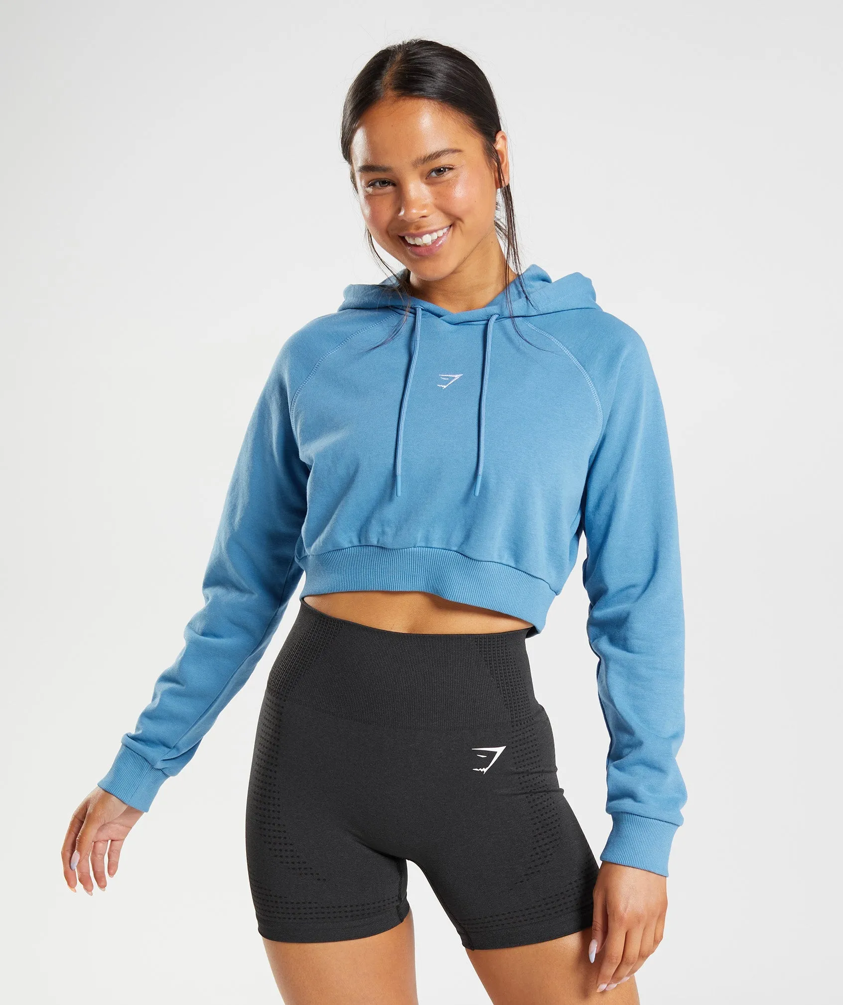 Gymshark Training Cropped Hoodie - Coastal Blue