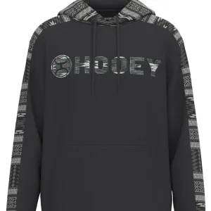 Hooey Men's "Canyon" Logo Hoodie in Black with Aztec Pattern
