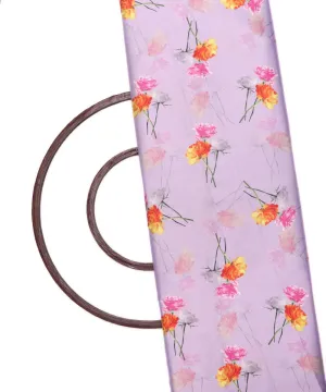 Lavender Colour Floral Design Satin Moss Fabric