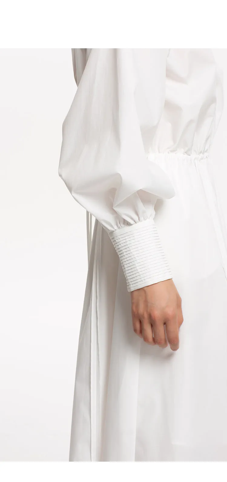 LEDIM W French V-Neck Breasted Waist Slim Summer white dress- Kaio
