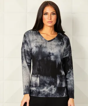 Marble Wash V-Neck with Pockets