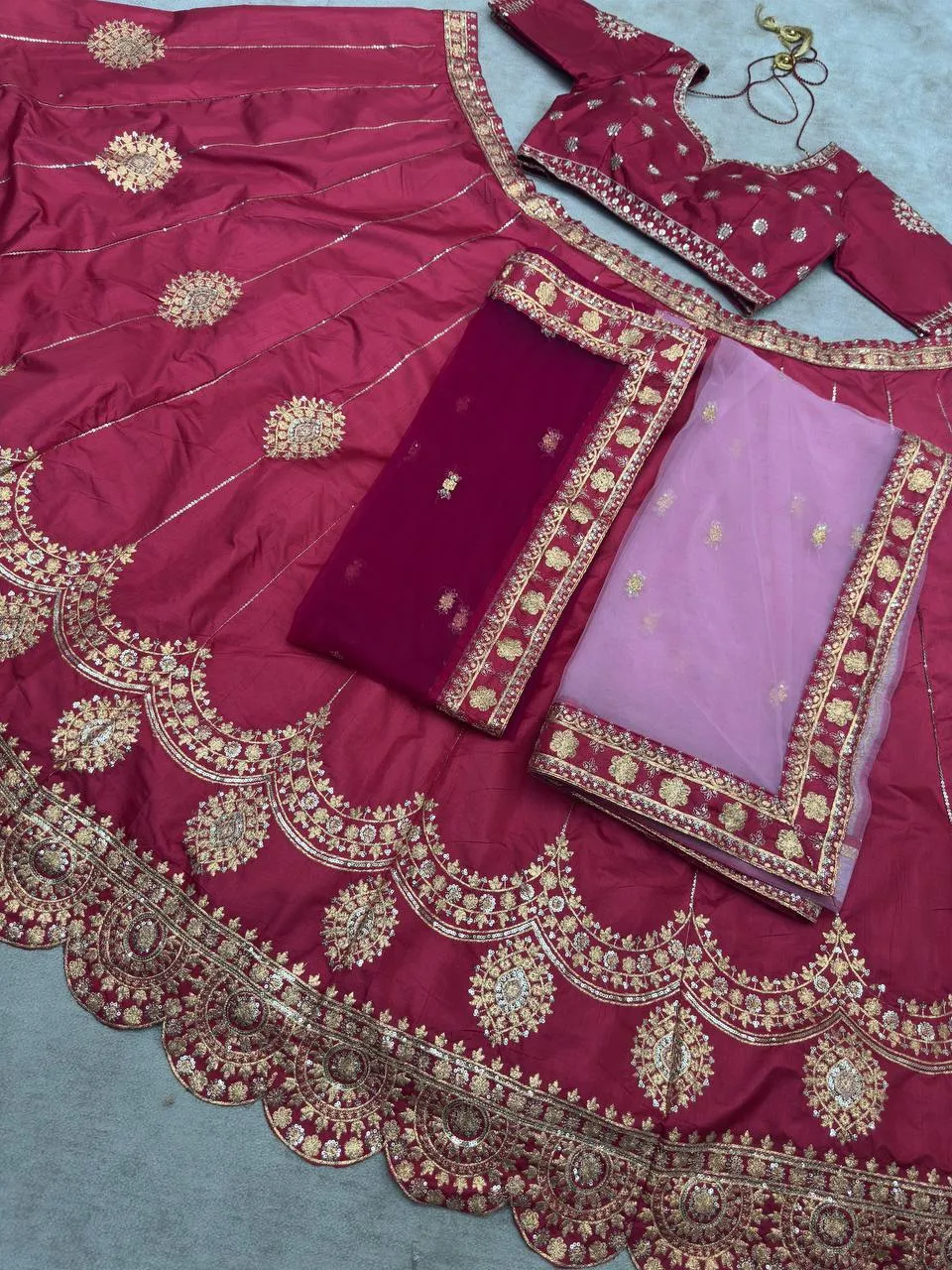 Maroon Jalpari Silk Lehenga with Embroidery Work