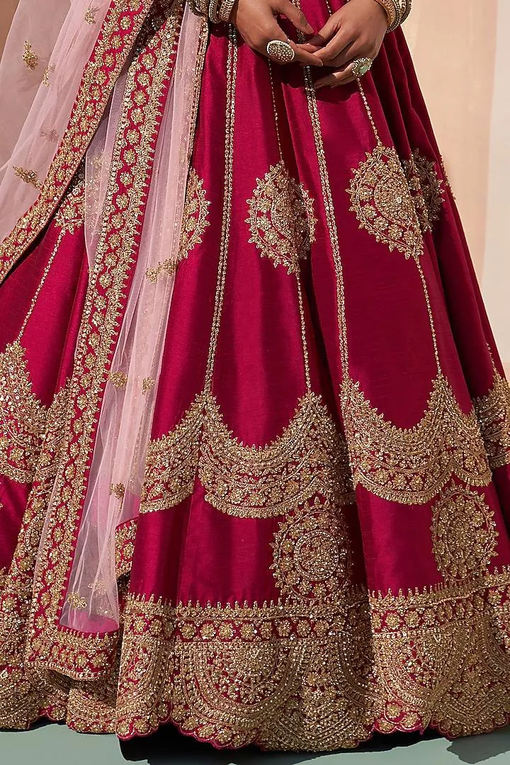 Maroon Jalpari Silk Lehenga with Embroidery Work