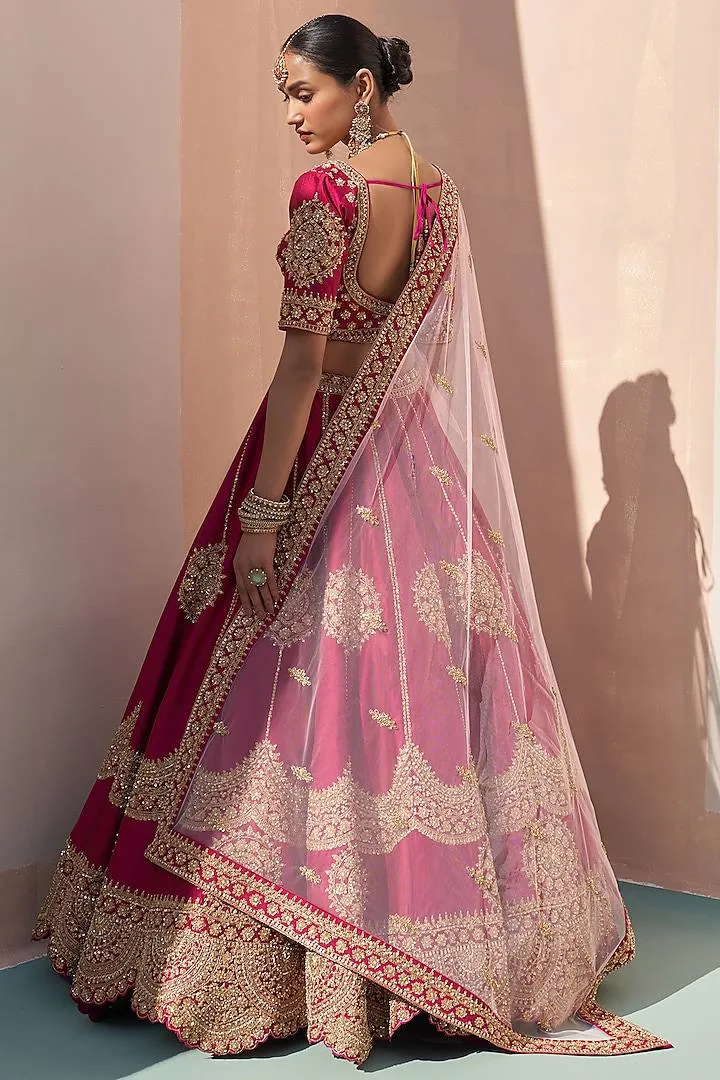 Maroon Jalpari Silk Lehenga with Embroidery Work