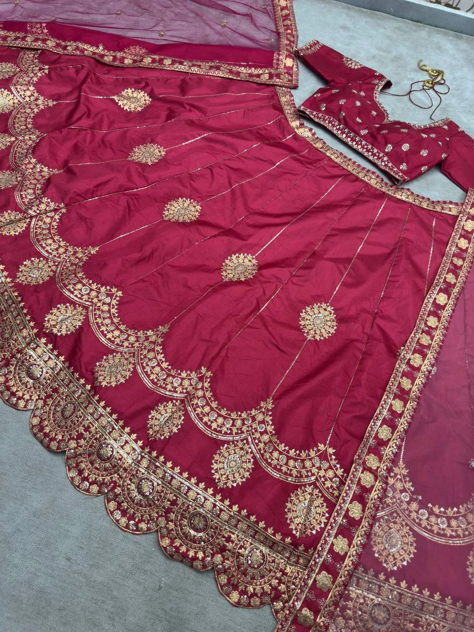 Maroon Jalpari Silk Lehenga with Embroidery Work