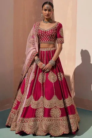 Maroon Jalpari Silk Lehenga with Embroidery Work