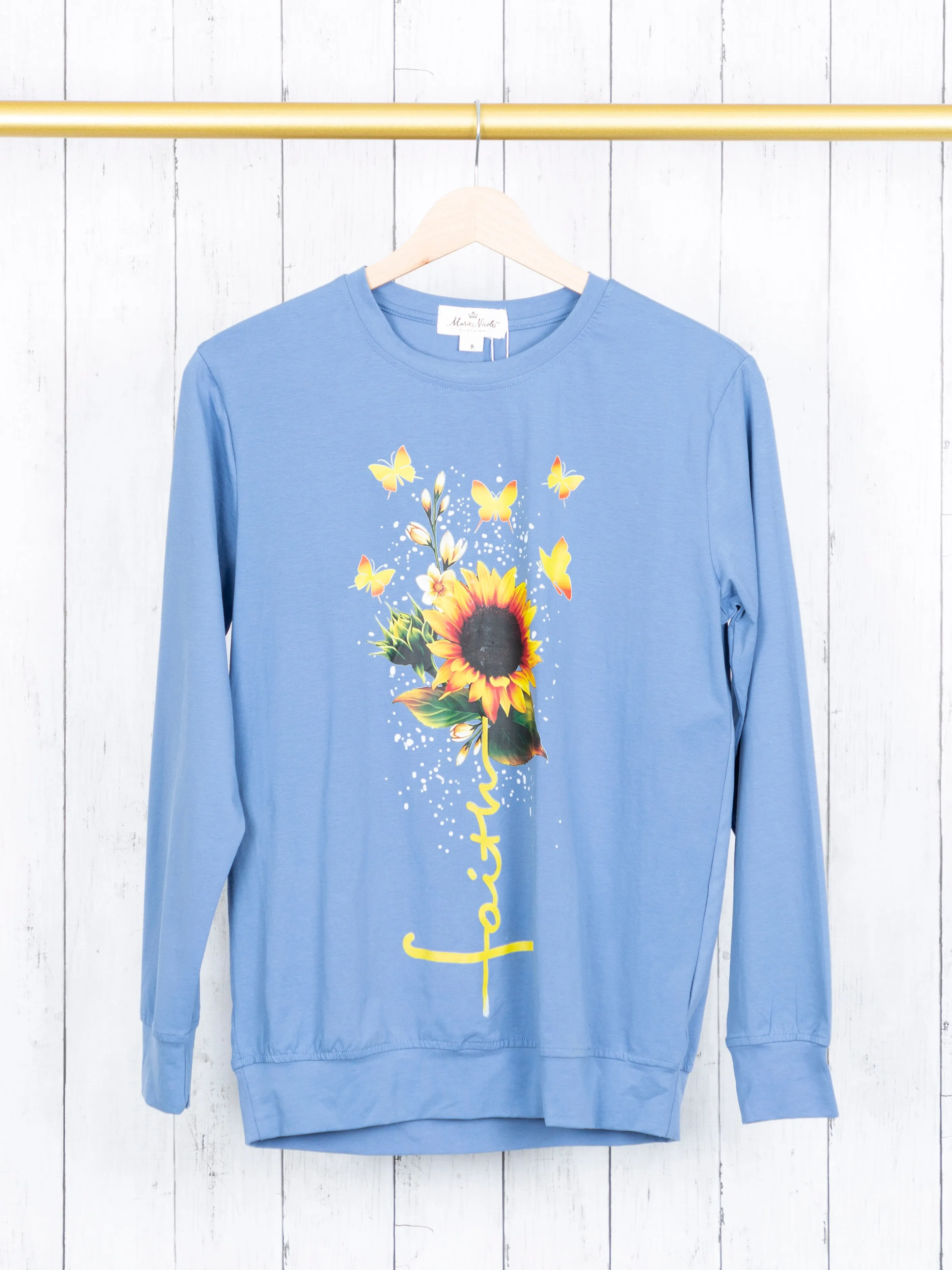 Mom & Me Blue "Faith" Sunflower Pullover
