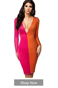 Nice-forever Spring Women Sexy V-Neck Solid Color Peplum Dresses Business Formal Elegant Bodycon Slim Dress B693
