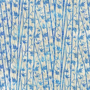 Oriental Gardens - Bamboo Blue Digitally Printed Yardage
