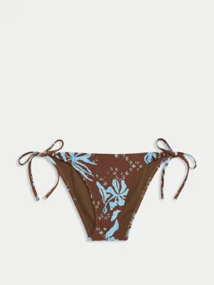 Printed tie side bikini bottoms