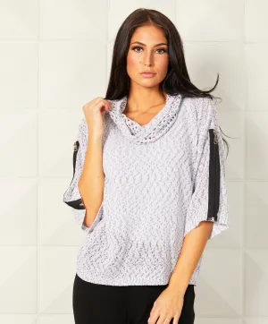 Raquelle Cowl-Neck Crochet Top