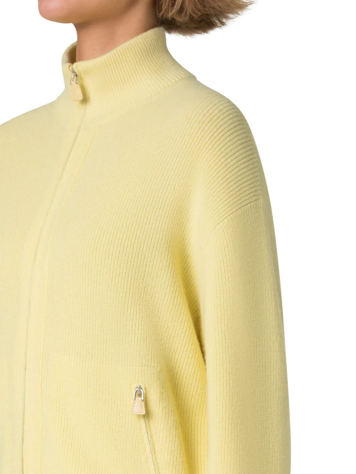 Ribbed Zip Cardigan in Cashmere Knit