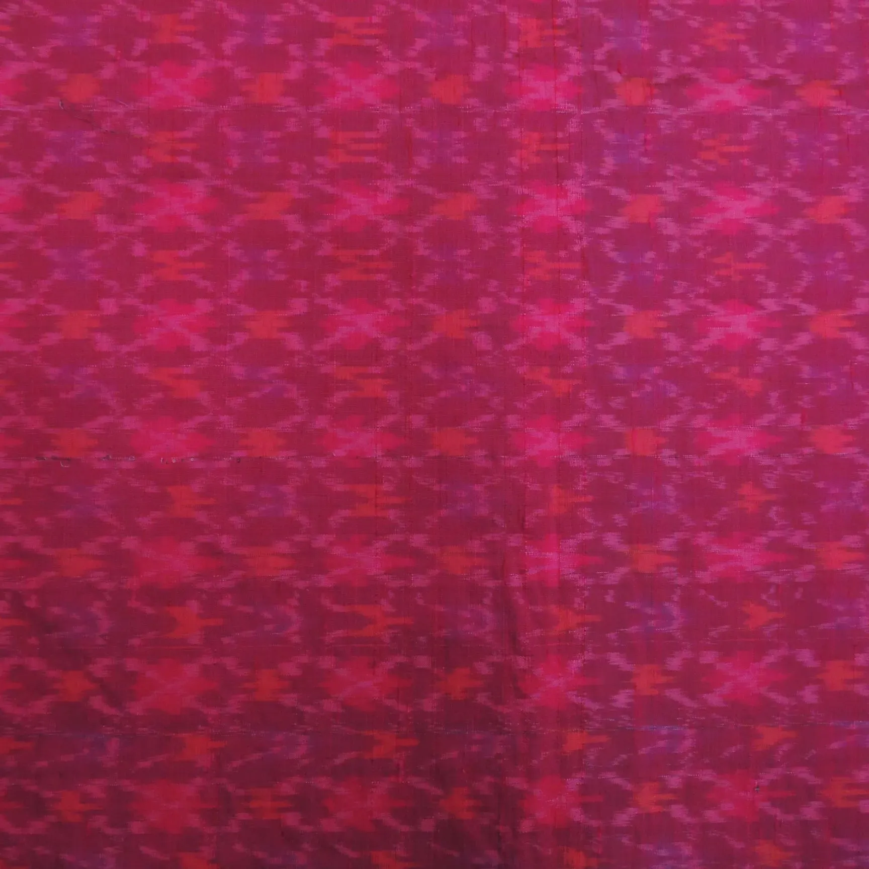 Rose Red Pure Raw Silk Ikat Fabric