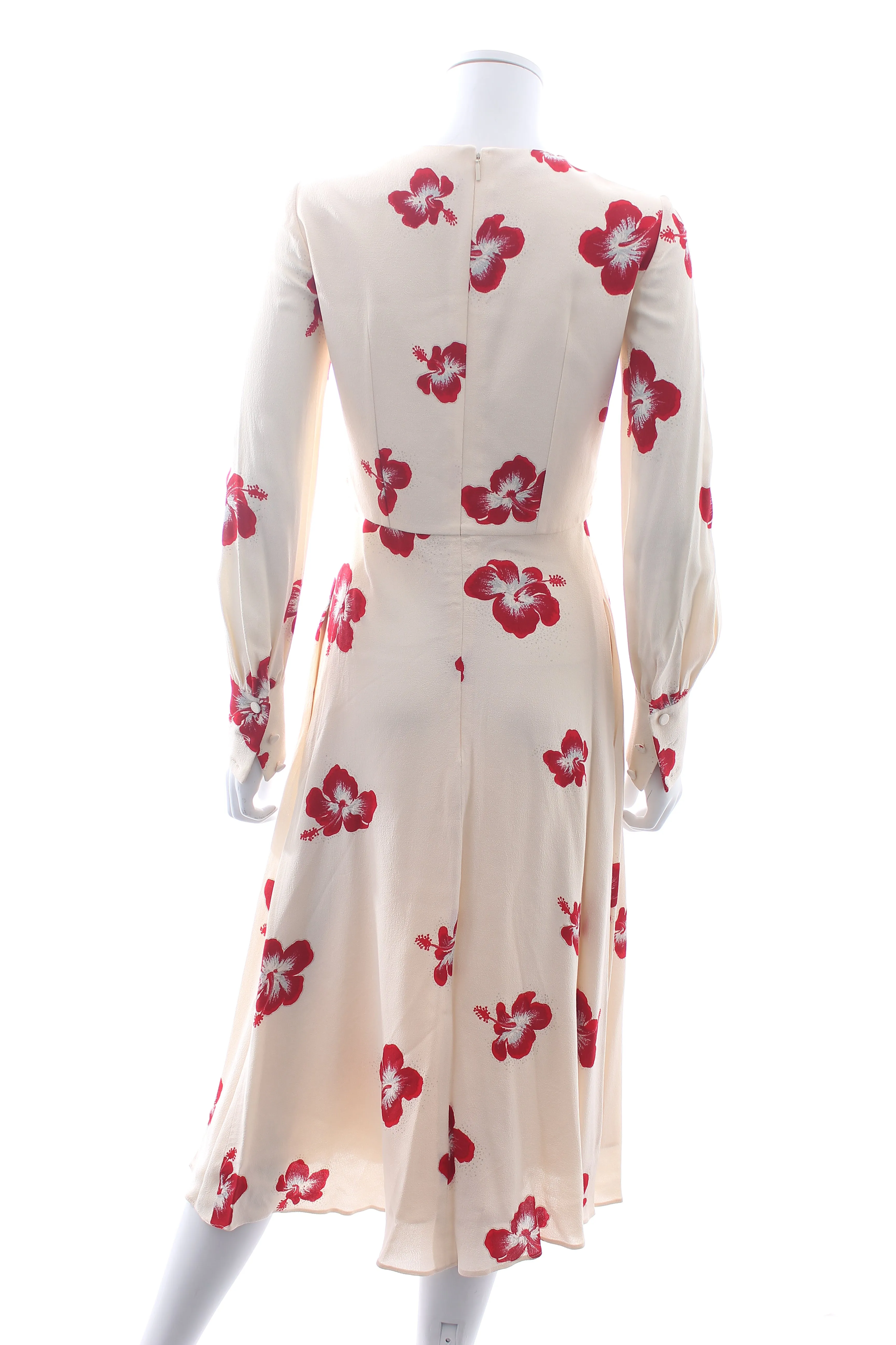 Saint Laurent Floral Printed Crossover Crepe Midi Dress