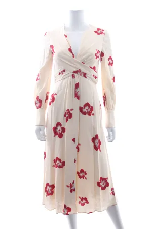 Saint Laurent Floral Printed Crossover Crepe Midi Dress